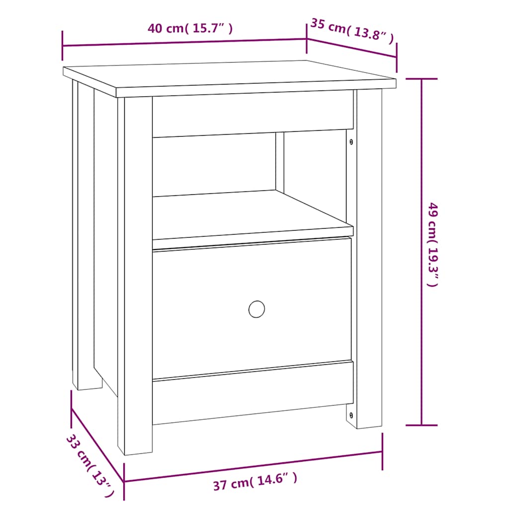 vidaXL Table de chevet marron miel 40x35x49 cm Bois de pin massif