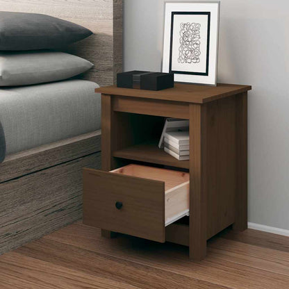 vidaXL Table de chevet marron miel 40x35x49 cm Bois de pin massif