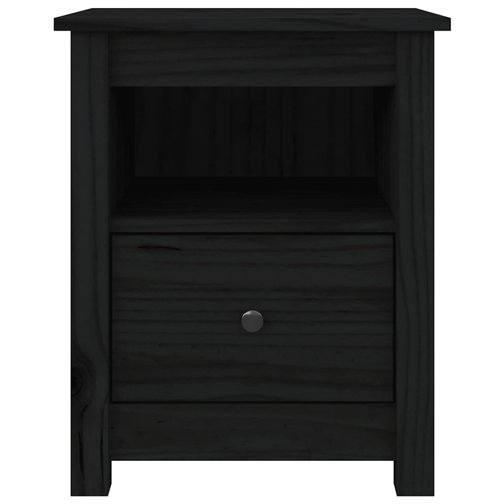 vidaXL Nachttische 2 Stk. Schwarz 40x35x49 cm Massivholz Kiefer