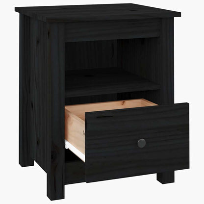 vidaXL Nachttische 2 Stk. Schwarz 40x35x49 cm Massivholz Kiefer