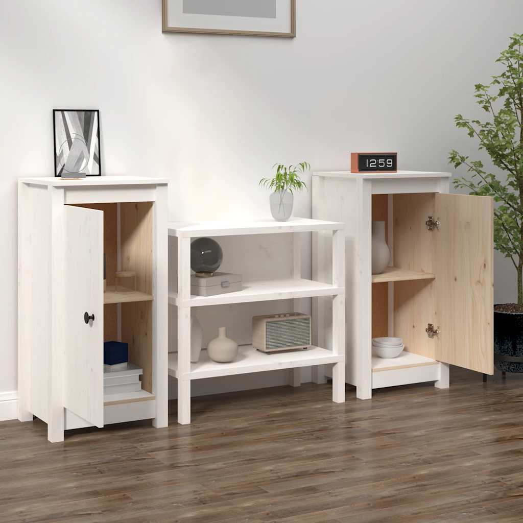 vidaXL Buffets 2 pcs Blanc 39x35x80 cm Bois de pin massif