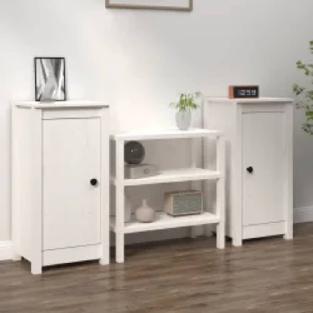 vidaXL Buffets 2 pcs Blanc 39x35x80 cm Bois de pin massif