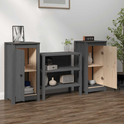 vidaXL Commodes 2 pcs Gris 39x35x80 cm Bois de pin massif