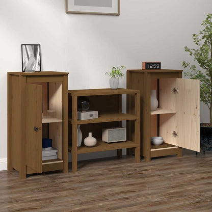 vidaXL Commodes 2 pcs Bois de pin massif marron miel 39x35x80 cm