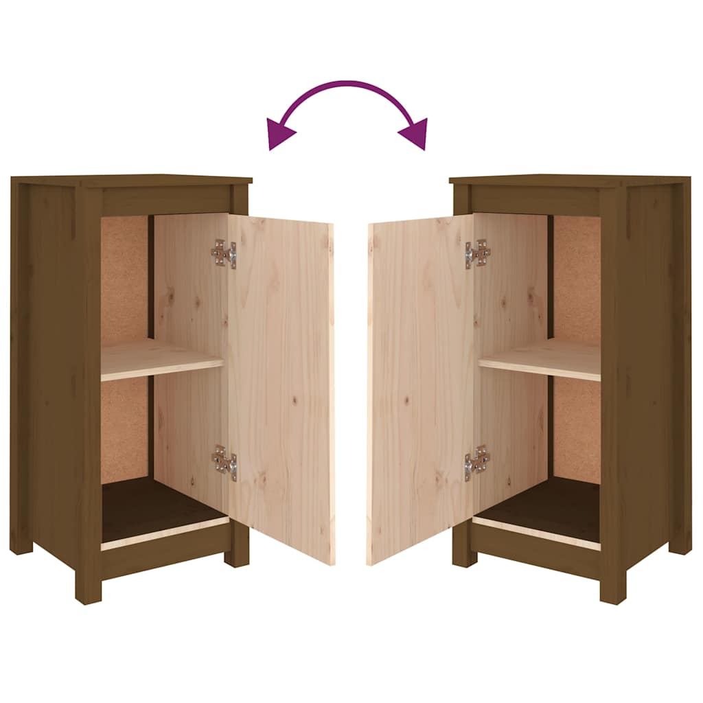 vidaXL Commodes 2 pcs Bois de pin massif marron miel 39x35x80 cm