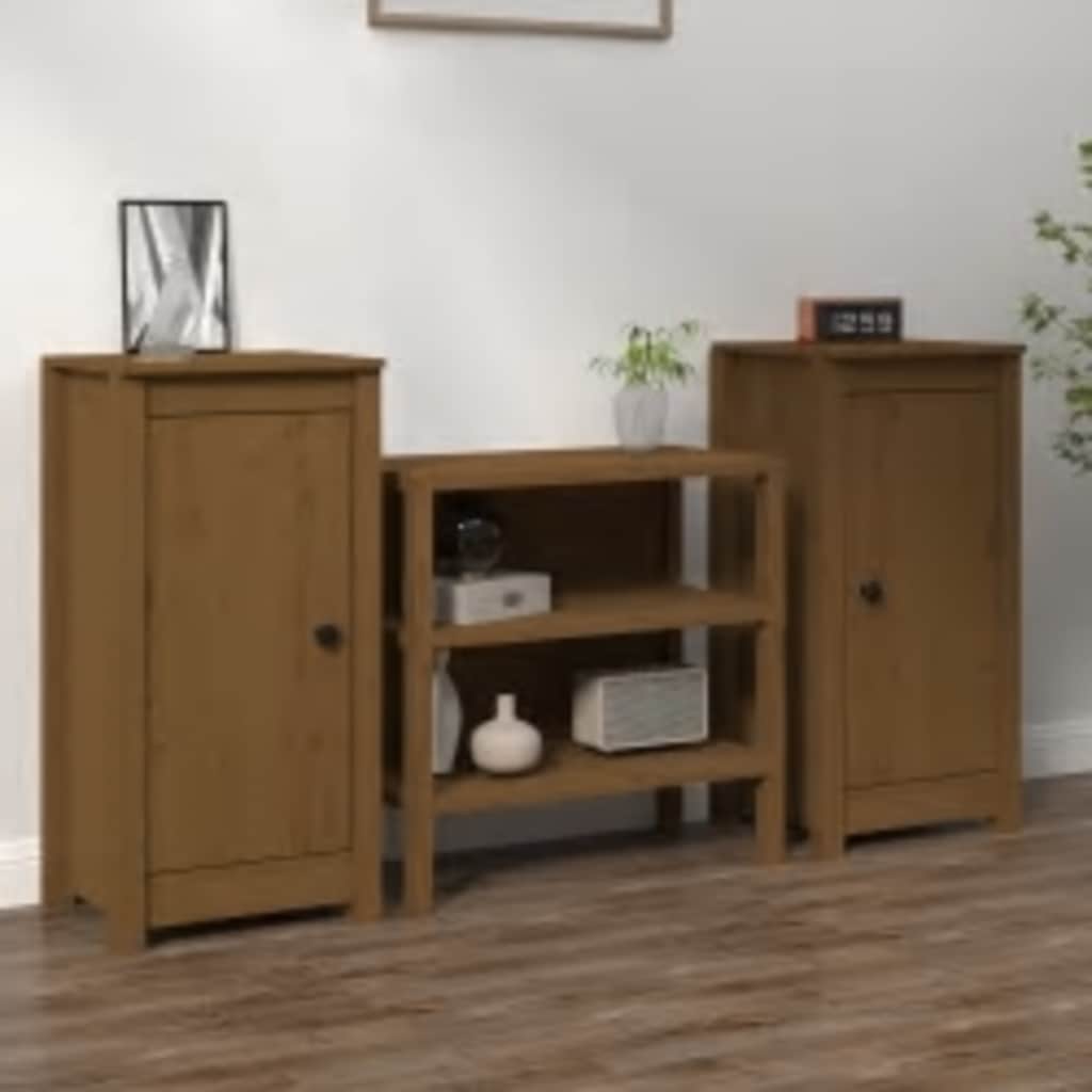 vidaXL Commodes 2 pcs Bois de pin massif marron miel 39x35x80 cm