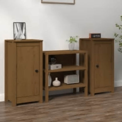 vidaXL Commodes 2 pcs Bois de pin massif marron miel 39x35x80 cm