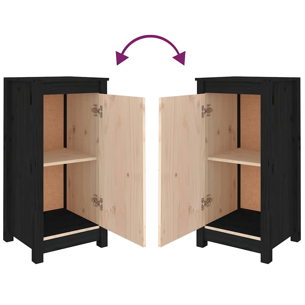 vidaXL Commodes 2 pcs Noir 39x35x80 cm Bois de pin massif