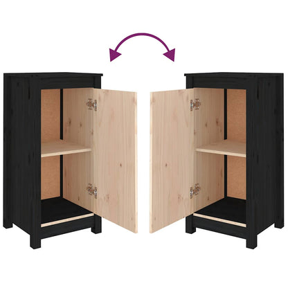 vidaXL Commodes 2 pcs Noir 39x35x80 cm Bois de pin massif