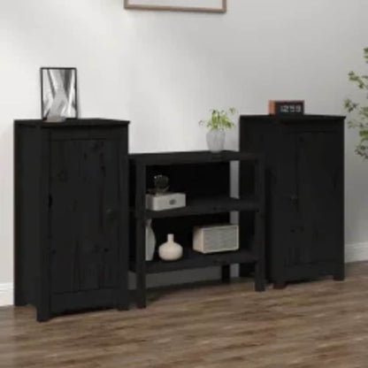 vidaXL Commodes 2 pcs Noir 39x35x80 cm Bois de pin massif