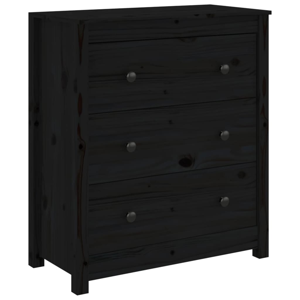 vidaXL Bahut noir 70x35x80 cm Bois de pin massif