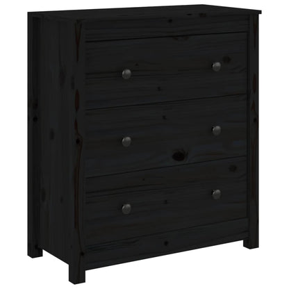 vidaXL Bahut noir 70x35x80 cm Bois de pin massif