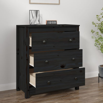 vidaXL Bahut noir 70x35x80 cm Bois de pin massif