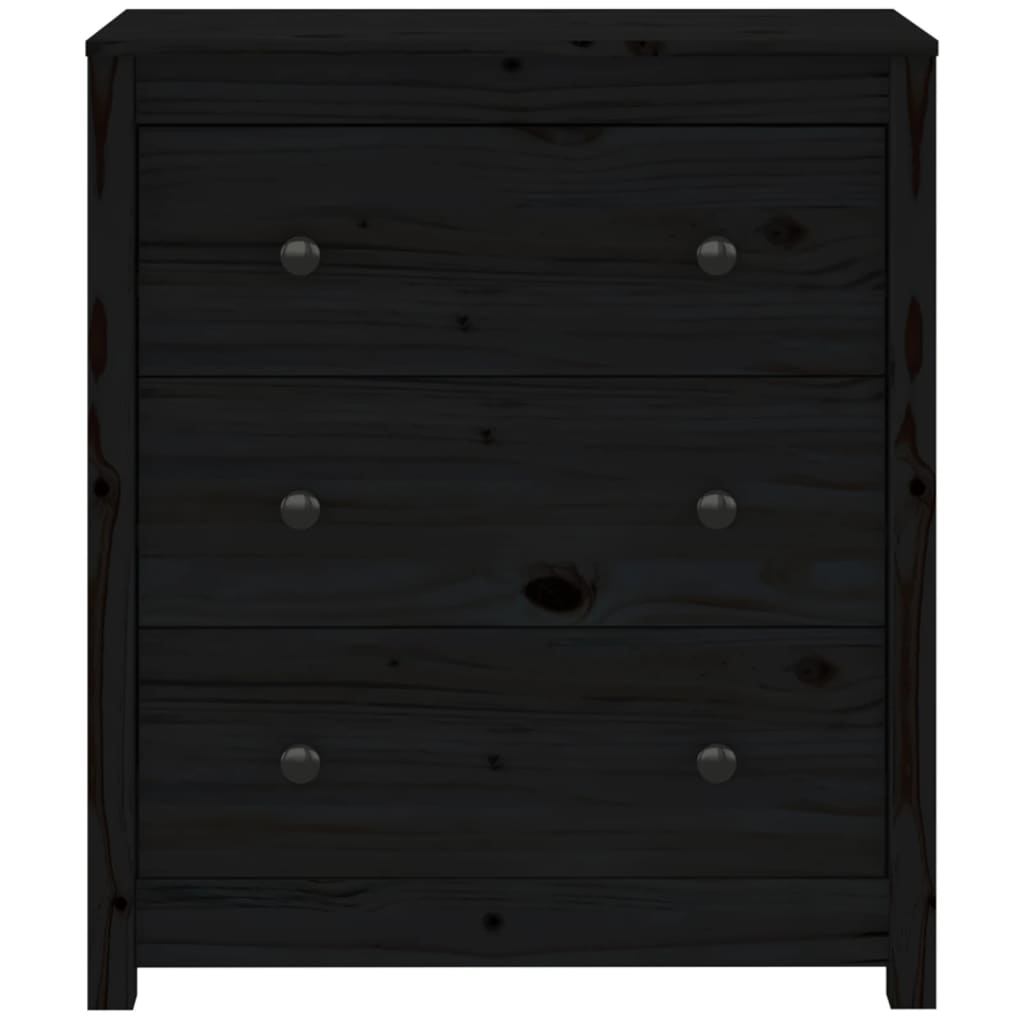 vidaXL Bahut noir 70x35x80 cm Bois de pin massif