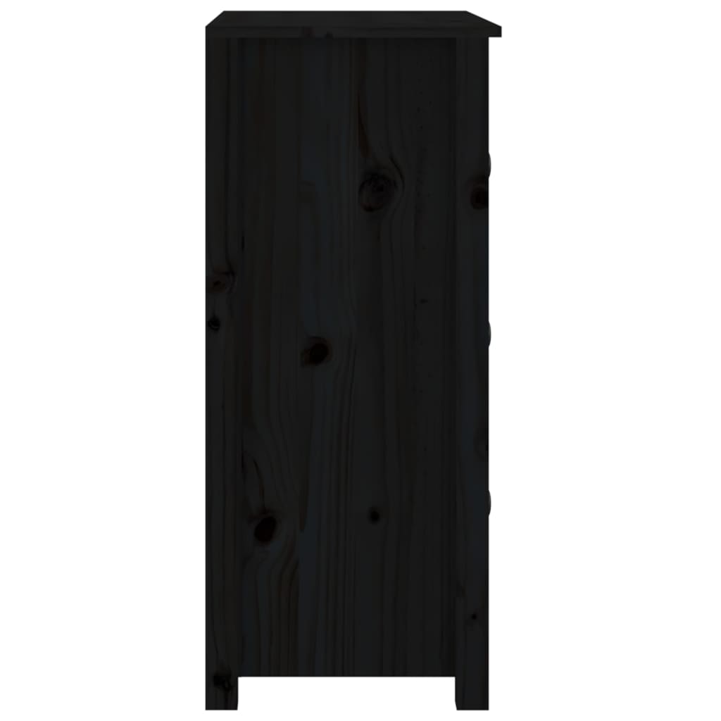 vidaXL Bahut noir 70x35x80 cm Bois de pin massif