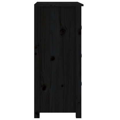 vidaXL Bahut noir 70x35x80 cm Bois de pin massif