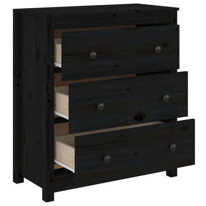vidaXL Bahut noir 70x35x80 cm Bois de pin massif