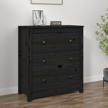 vidaXL Bahut noir 70x35x80 cm Bois de pin massif
