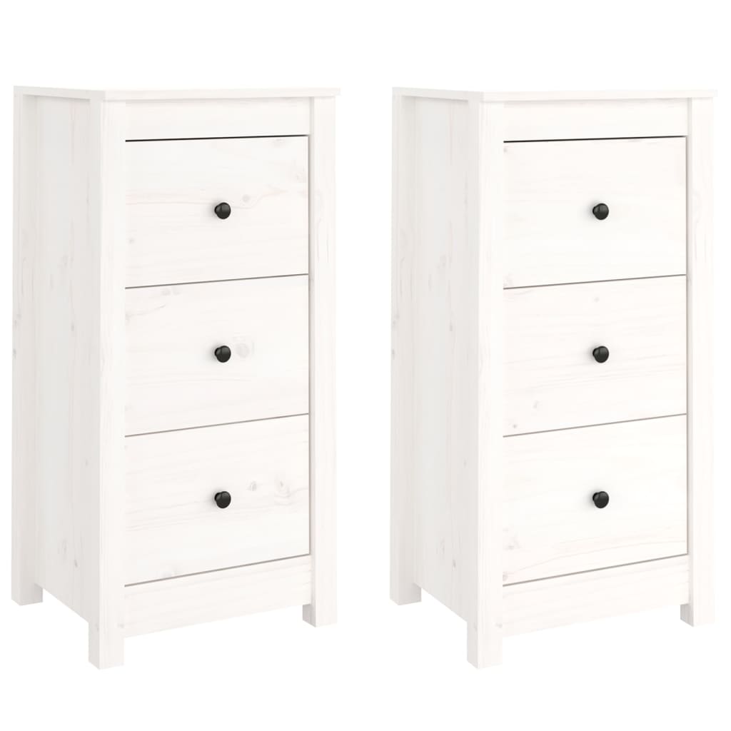 vidaXL Commodes 2 pcs Blanc 40x35x80 cm Bois de pin massif