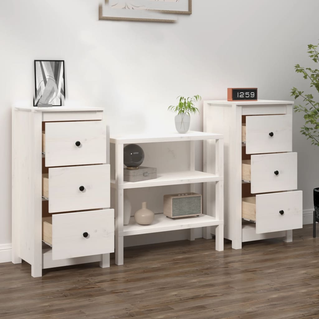 vidaXL Commodes 2 pcs Blanc 40x35x80 cm Bois de pin massif