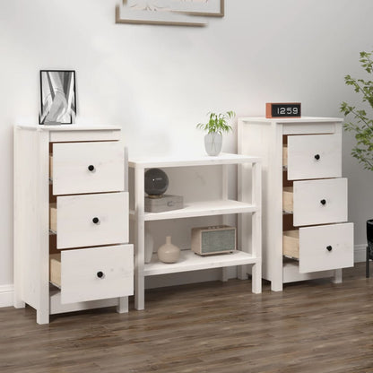 vidaXL Commodes 2 pcs Blanc 40x35x80 cm Bois de pin massif