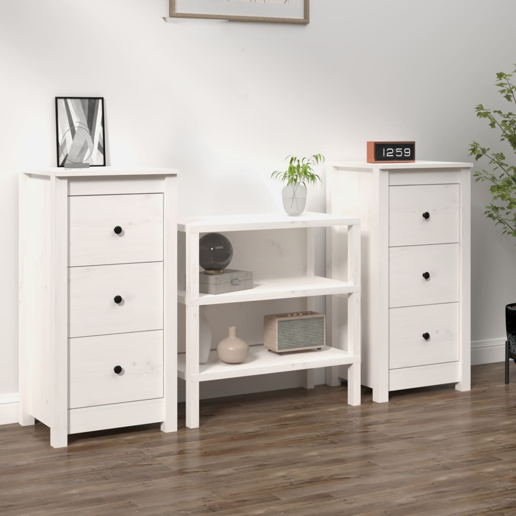 vidaXL Commodes 2 pcs Blanc 40x35x80 cm Bois de pin massif