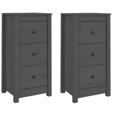 vidaXL Buffets 2 pcs Gris 40x35x80 cm Bois de pin massif