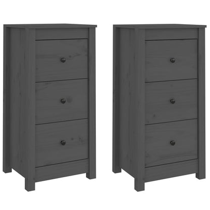vidaXL Buffets 2 pcs Gris 40x35x80 cm Bois de pin massif