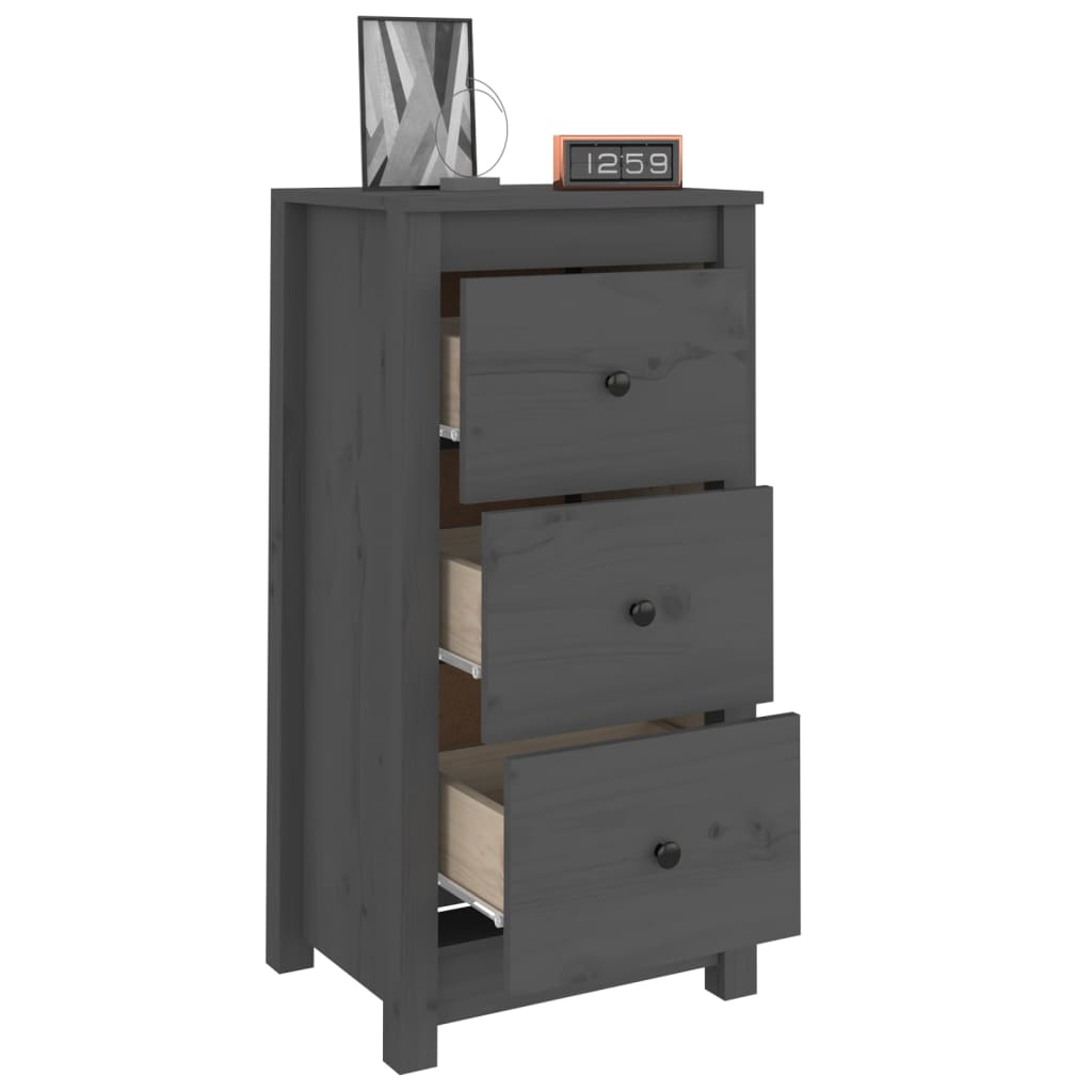 vidaXL Buffets 2 pcs Gris 40x35x80 cm Bois de pin massif