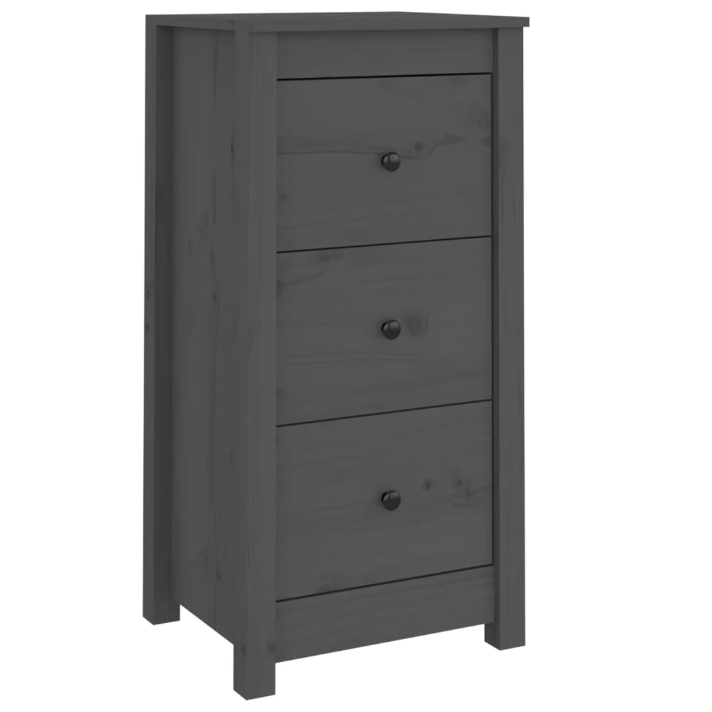 vidaXL Buffets 2 pcs Gris 40x35x80 cm Bois de pin massif