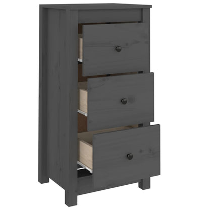vidaXL Buffets 2 pcs Gris 40x35x80 cm Bois de pin massif