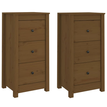 vidaXL Commodes 2 pcs Marron miel 40x35x80 cm Bois de pin massif