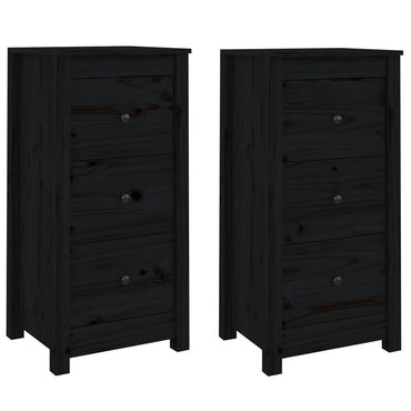 vidaXL Buffets 2 pcs Noir 40x35x80 cm Pin massif