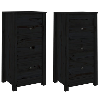 vidaXL Buffets 2 pcs Noir 40x35x80 cm Pin massif