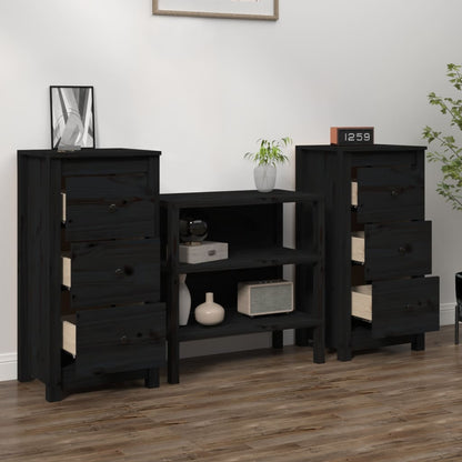 vidaXL Buffets 2 pcs Noir 40x35x80 cm Pin massif