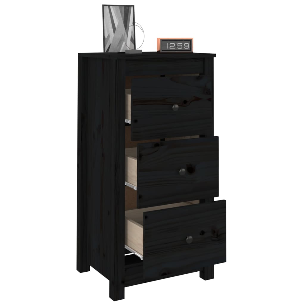 vidaXL Buffets 2 pcs Noir 40x35x80 cm Pin massif
