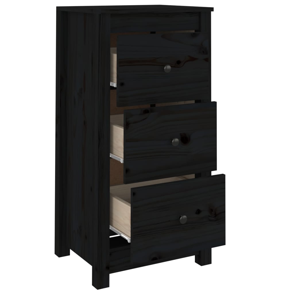 vidaXL Buffets 2 pcs Noir 40x35x80 cm Pin massif