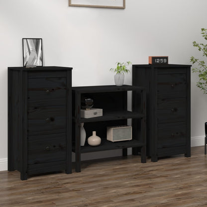 vidaXL Buffets 2 pcs Noir 40x35x80 cm Pin massif