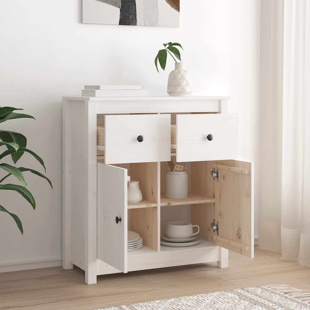 vidaXL Buffet blanc 70x35x80 cm Bois de pin massif