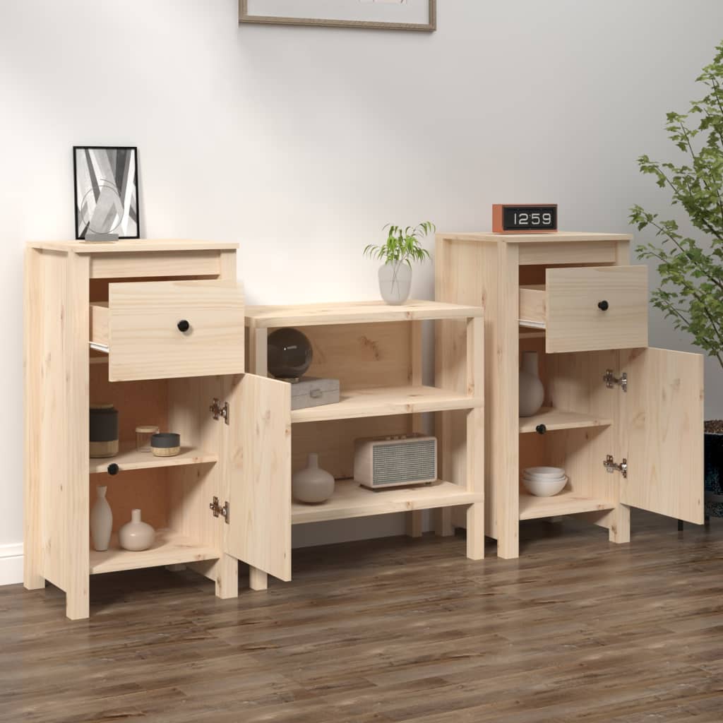 vidaXL Commodes 2 pcs 40x35x80 cm Bois de pin massif