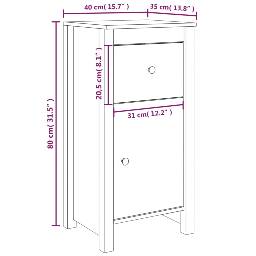 vidaXL Commodes 2 pcs 40x35x80 cm Bois de pin massif