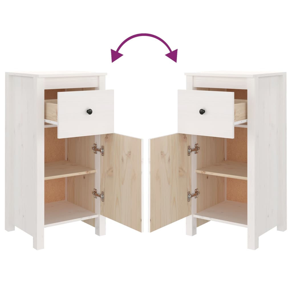 vidaXL Commodes 2 pcs Blanc 40x35x80 cm Bois de pin massif