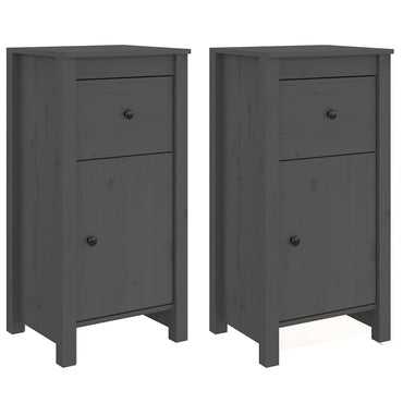 vidaXL Buffets 2 pcs Gris 40x35x80 cm Bois de pin massif