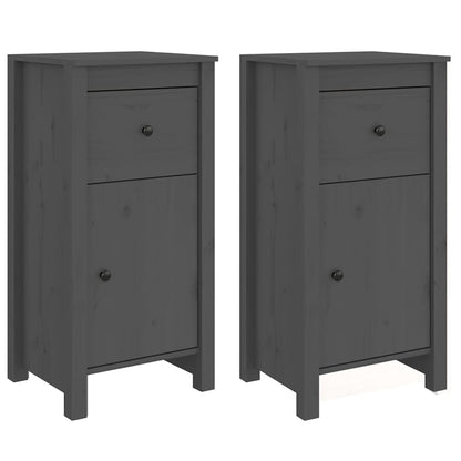 vidaXL Buffets 2 pcs Gris 40x35x80 cm Bois de pin massif