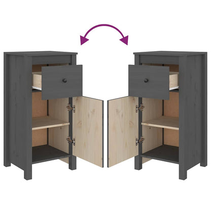 vidaXL Buffets 2 pcs Gris 40x35x80 cm Bois de pin massif