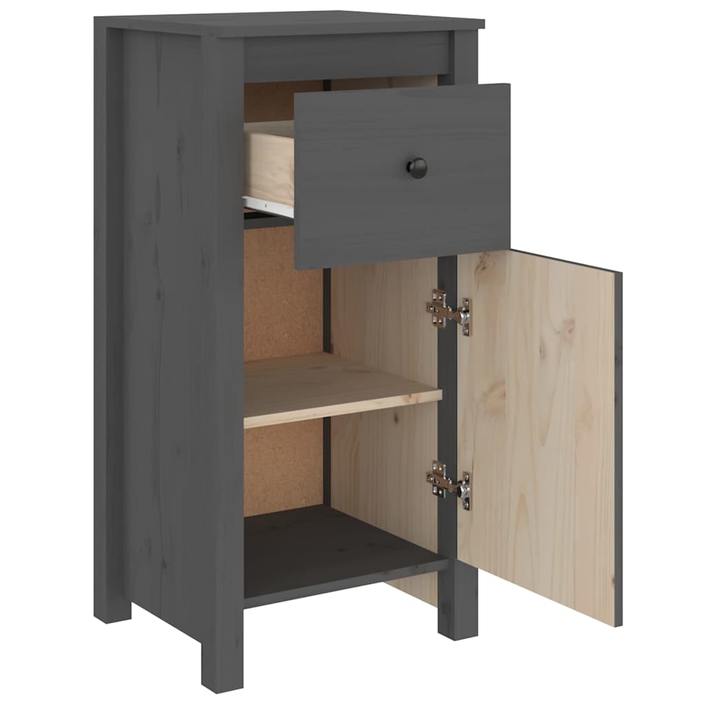 vidaXL Buffets 2 pcs Gris 40x35x80 cm Bois de pin massif