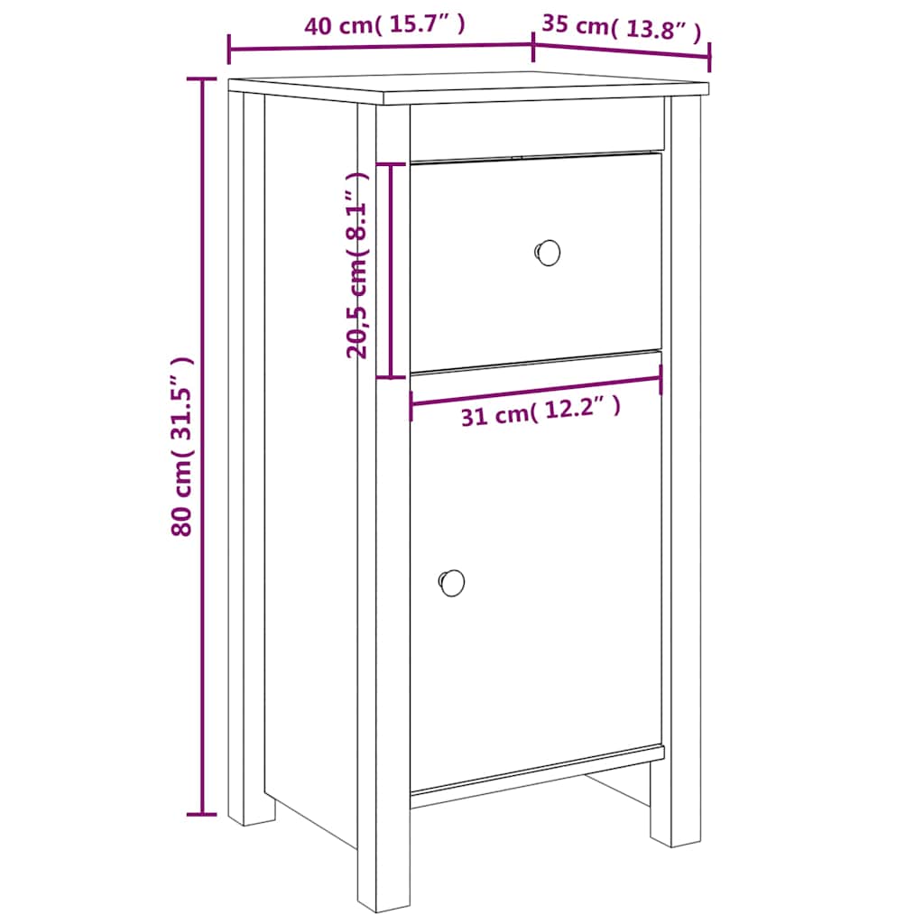vidaXL Buffets 2 pcs Gris 40x35x80 cm Bois de pin massif