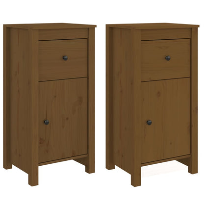 vidaXL Commodes 2 pcs Marron miel 40x35x80 cm Bois de pin massif
