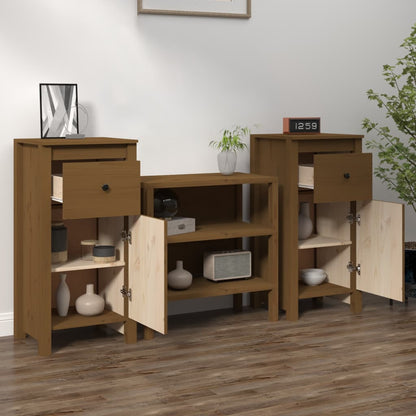 vidaXL Commodes 2 pcs Marron miel 40x35x80 cm Bois de pin massif
