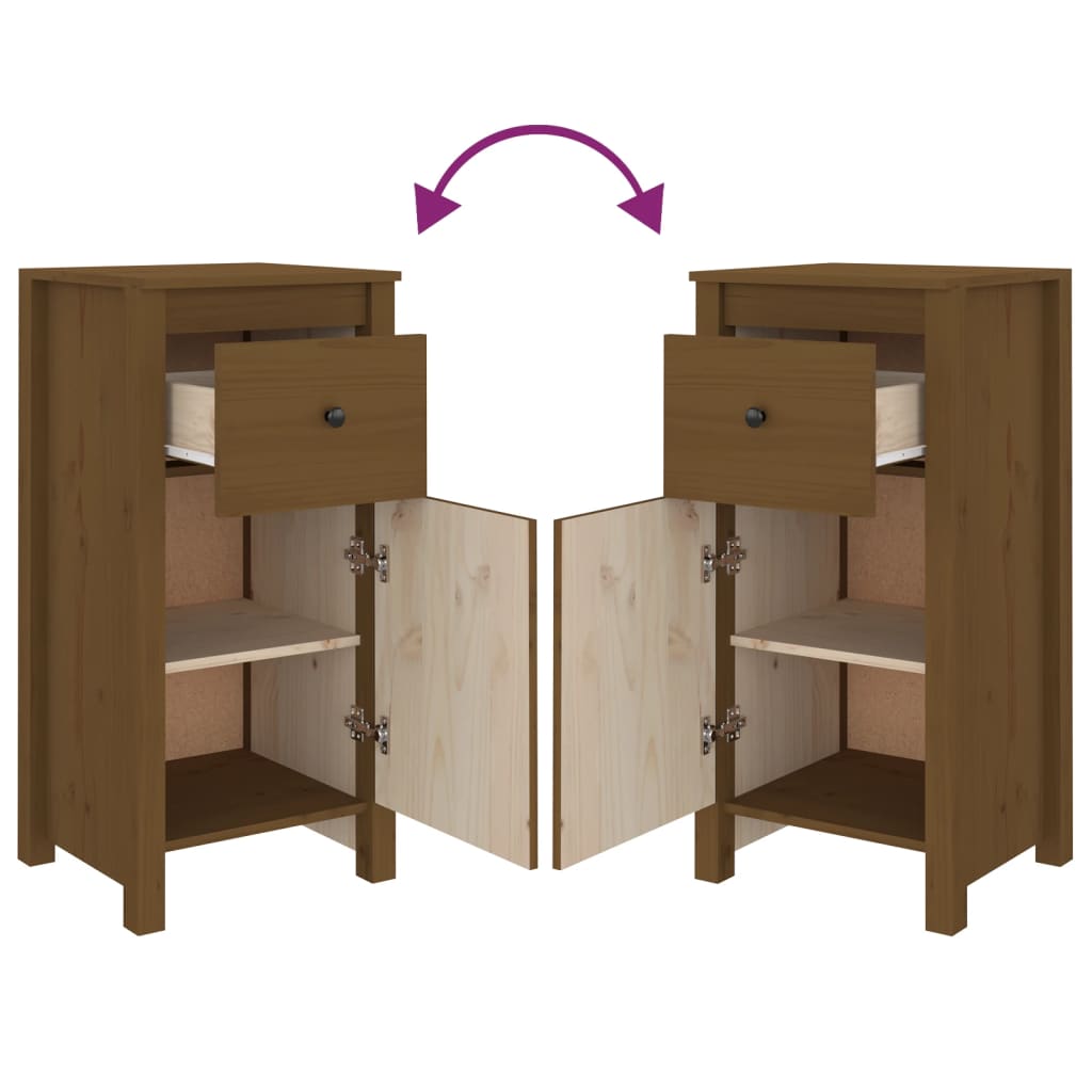 vidaXL Commodes 2 pcs Marron miel 40x35x80 cm Bois de pin massif